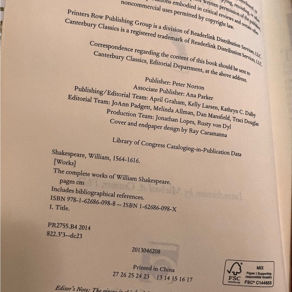 Leather Bound Hard Cover Edition The Complete Works Of William Shakespeare. EUC. - Picture 5 of 7